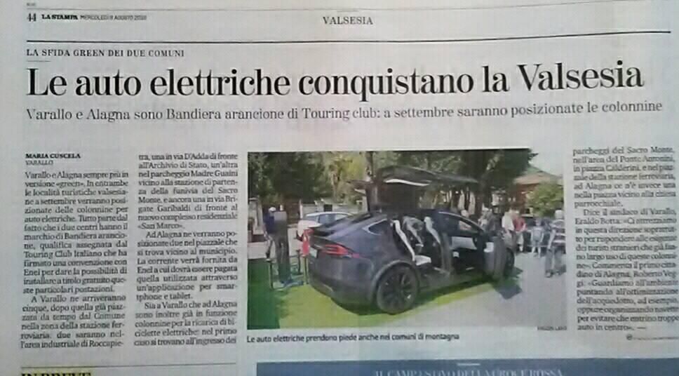 La Stampa VC: le elettriche conquistano Alagna e Varallo
