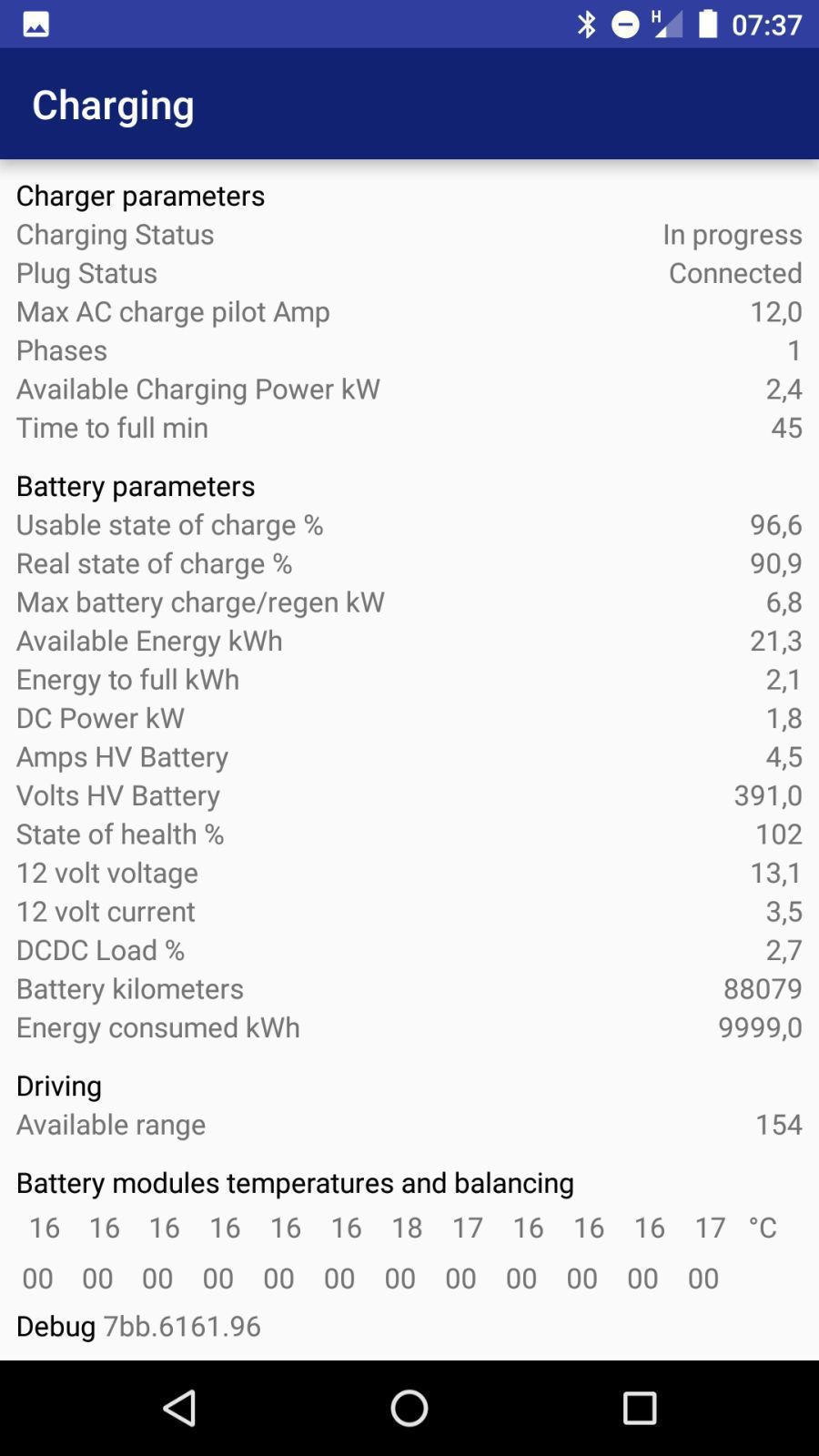 Charging e Battery quasi a fine carica